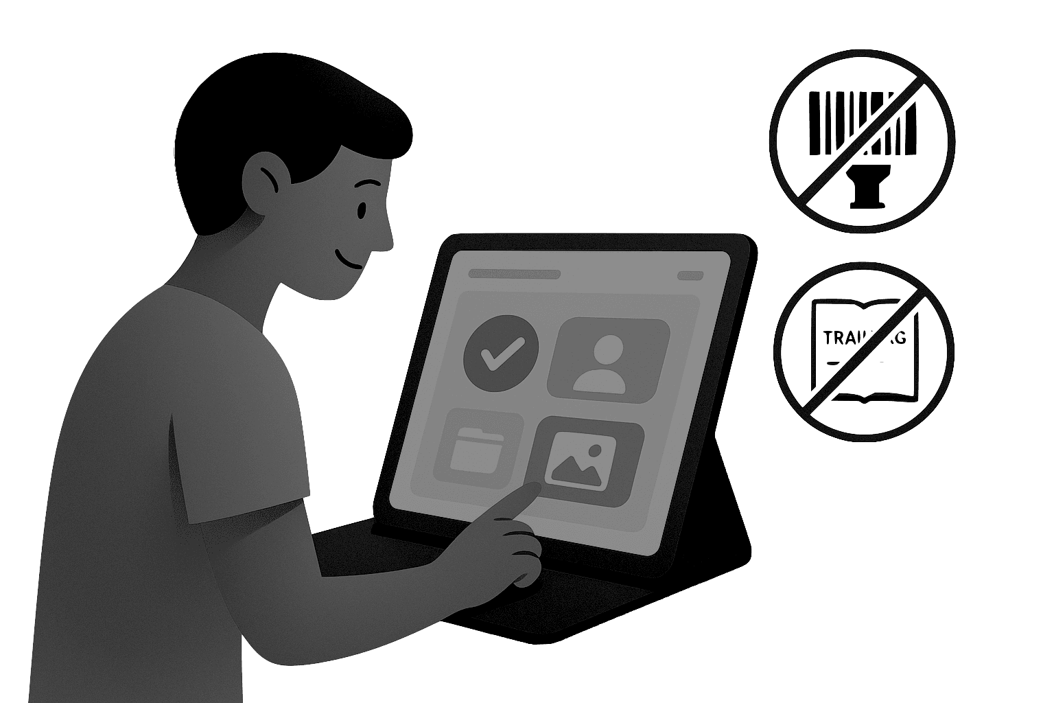 User with tablet - no extra hardware needed